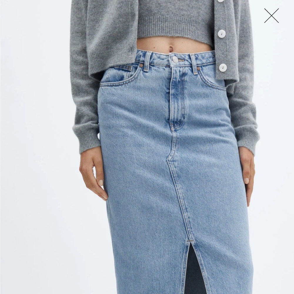 NWOT Mango Denim Slit Skirt